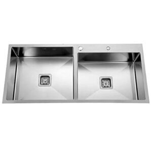 HAPPY HOMES 304 Grade Double Bowl Handmade Kitchen Sink (45" x 20" TAP HOLE)