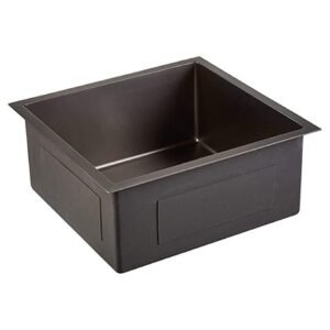 HAPPY HOMES 18" x 16" x 9" BLACK Handmade Matt Finish 304 Grade Stainless Steel Single Bowl Kitchen Sink