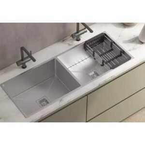 Happy Homes (45x20 x10)"-Inch Luxury 304 Grade Stainless Steel Double Bowl Kitchen Sink (Silver) (Polished Finish)