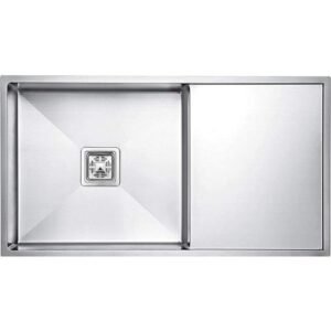 HAPPY HOMES 304 GRADE Stainless Steel Single Bowl Kitchen Sink with Drainboard (45" x 20" x 10" DRAINBOARD HANDMADE, Silver)
