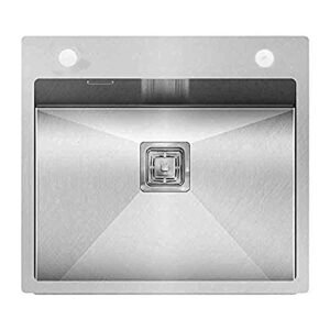 HAPPY HOMES Handmade MATT Finish Single Bowl Stainless Steel Kitchen Sink (24 x 18 x 10 Tap Hole)